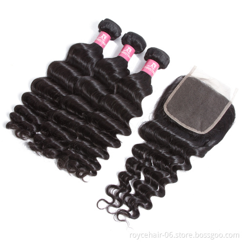 Raw virgin unprocessed 13*4 Brazilian remy hair virgin peruvian lace closure